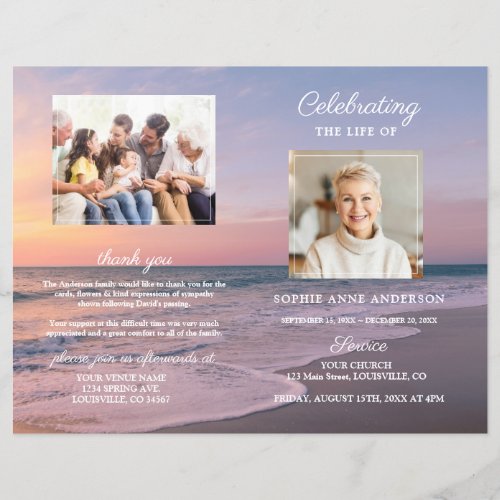 Ocean Beach Sunset Funeral Service Photo Program