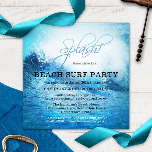Ocean Beach Surf Summer Party Invitation