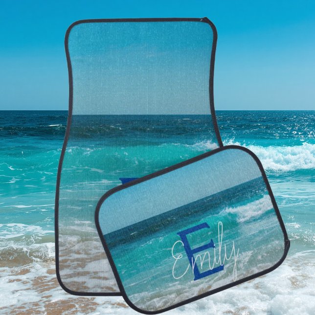 Ocean Beach Surfer Monogrammed Monogram Car Floor Mat (Creator Uploaded)