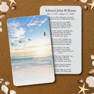 Ocean Beach Sympathy Funeral Memorial Card