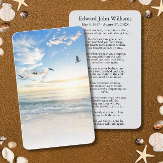 Ocean Beach Sympathy Funeral Memorial Card
