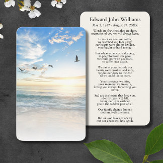 Ocean Beach Sympathy Funeral Memorial Card