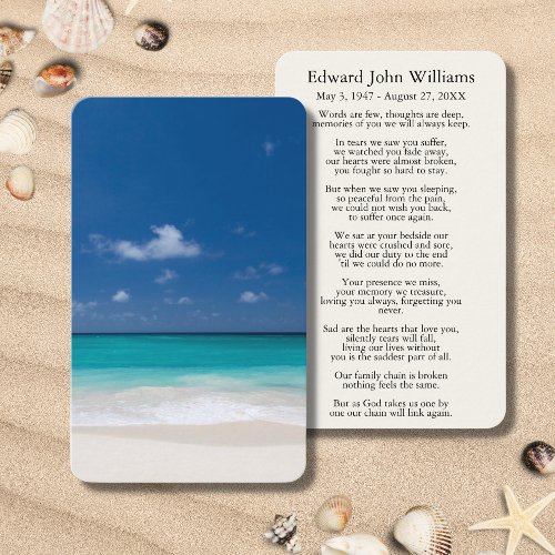 Ocean Beach Sympathy Funeral Memorial Card