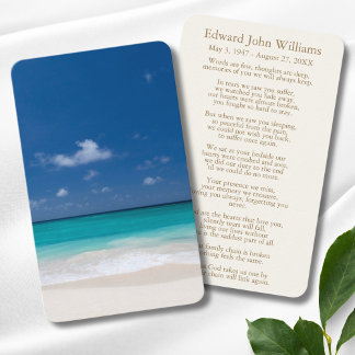 Ocean Beach Sympathy Funeral Memorial Card