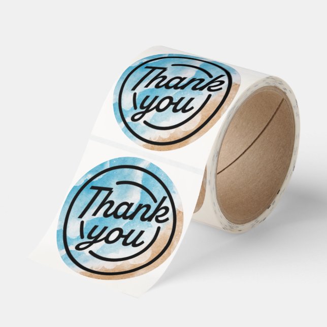 Ocean Beach Theme Thank You Sticker (Roll)