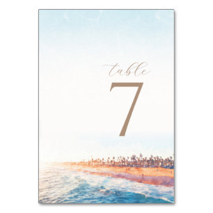 Ocean Beach Themed Wedding Table Number Card 