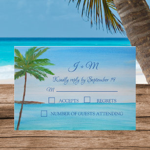 Ocean Beach Tropical 50th Wedding Anniversary RSVP Card
