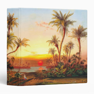 Ocean Beach Tropical Palm Tree Sunset Art Binder