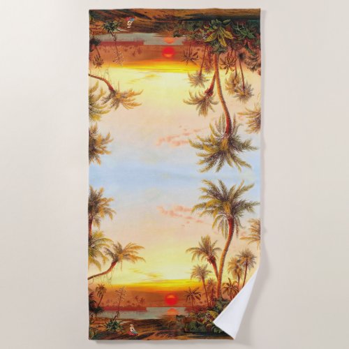 Ocean Beach Tropical Palm Tree Sunset Beach Towel