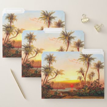 Ocean Beach Tropical Palm Tree Sunset File Folders by farmer77 at Zazzle