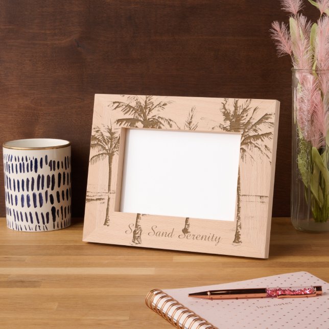 Ocean Beach Tropical Palm Trees Engraved Frames (Left)