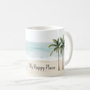 Ocean Beach Tropical Palm Trees Shells Coffee Mug