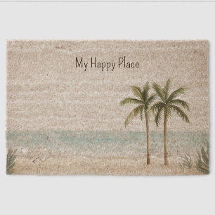 Ocean Beach Tropical Palm Trees Shells Fiber Doormat