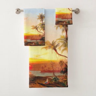Ocean Beach Tropical Palm Trees Sun Bath Towel Set
