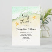 Ocean Beach Tropical Watercolor Baby Shower Invitation (Standing Front)