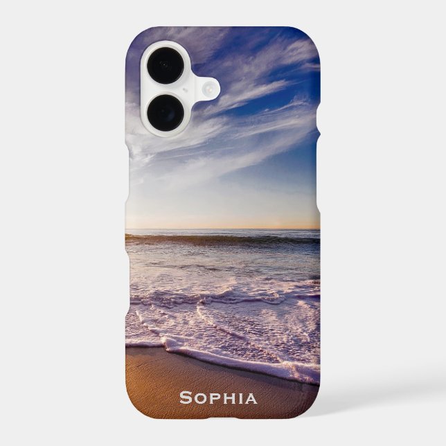 Ocean Beach Vacation Monogram Name Iphone Case (Back)