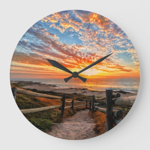 Ocean Beach View Tropical Sunset Paradise Dream Large Clock