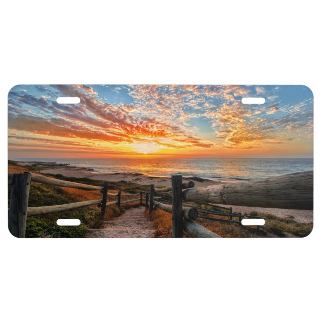 Ocean Beach View Tropical Sunset Paradise Dream License Plate (Front)