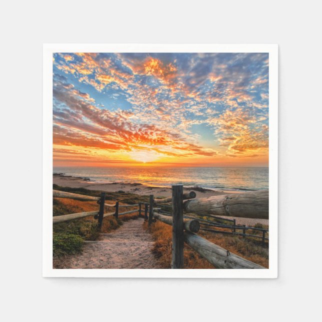 Ocean Beach View Tropical Sunset Paradise Dream Napkins (Front)