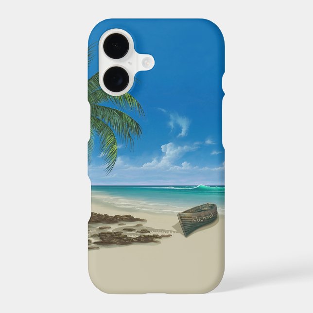Ocean Beach w/ Name Iphone Case (Back)