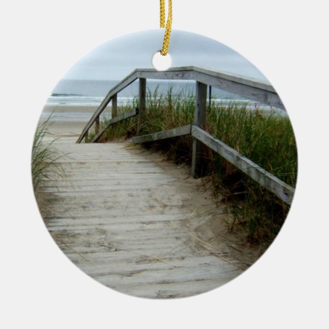 Ocean Beach Walkway Ceramic Ornament (Front)