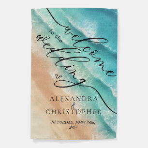 Ocean Beach Watercolor Signature Elegant Garden Flag