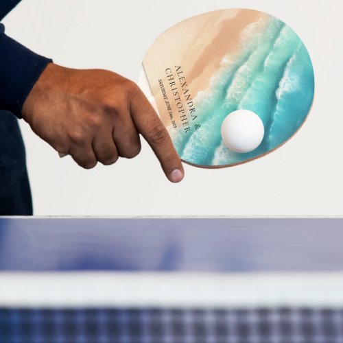 Ocean Beach Watercolor Signature Summer Ping Pong Paddle
