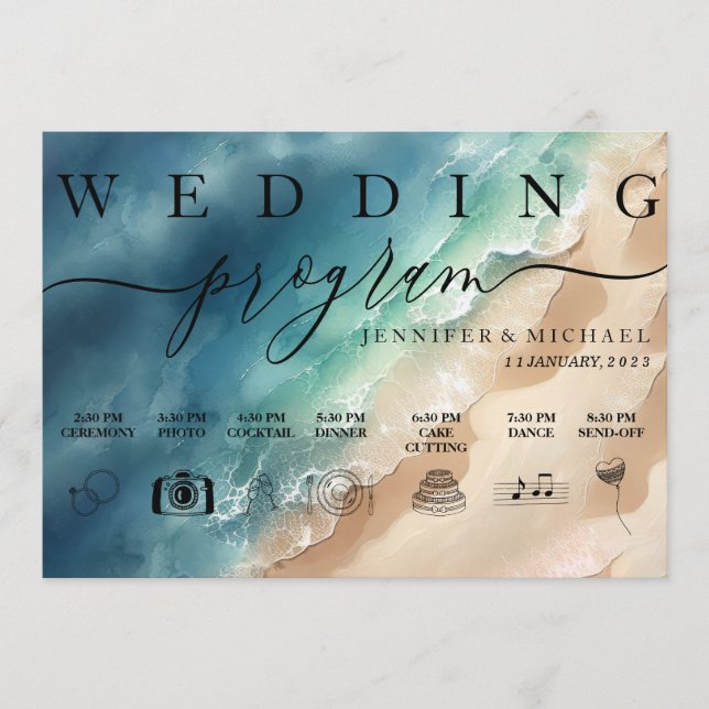 Ocean Beach Watercolor Signature Wed Program (Front)