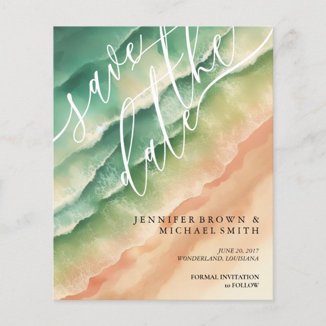 Ocean Beach Watercolor Summer Green Sun Flyer (Front)