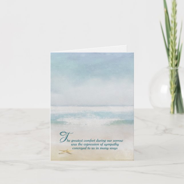 Ocean Beach Watercolor Sympathy Thank You Card (Front)