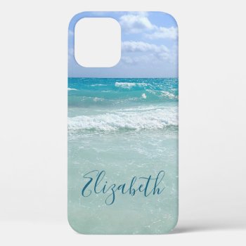 Ocean Beach Waves Add Your Name Iphone 12 Case by ironydesignphotos at Zazzle