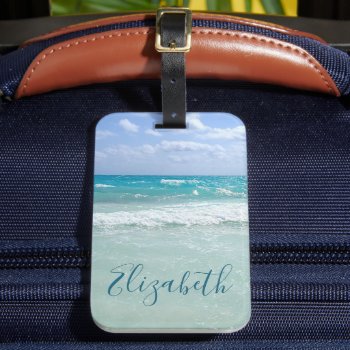 Ocean Beach Waves Add Your Name Luggage Tag by ironydesignphotos at Zazzle