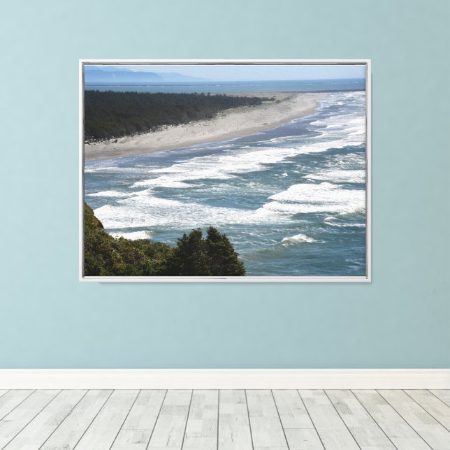 Ocean Beach Waves Coastline Seascape Canvas Print (Insitu(Wood Floor))