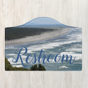 Ocean Beach Waves Coastline Seascape Restroom Door Sign
