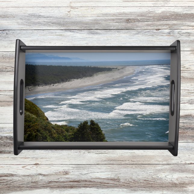 Ocean Beach Waves Coastline Seascape Serving Tray (In Situ)