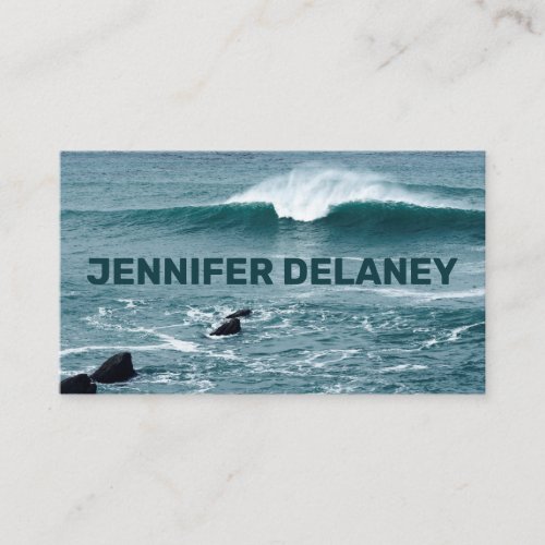 Ocean Beach Waves Sea Blue Teal Photo Travel Business Card