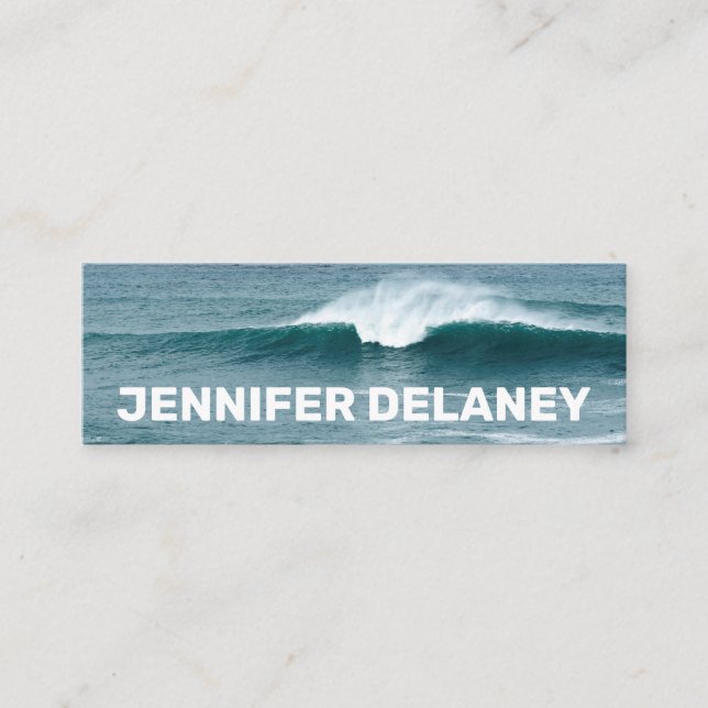 Ocean Beach Waves Sea Blue Teal Photo Travel Mini Business Card (Front)