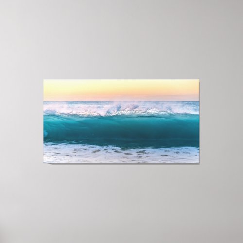 Ocean Beach Waves Sunset Canvas Print