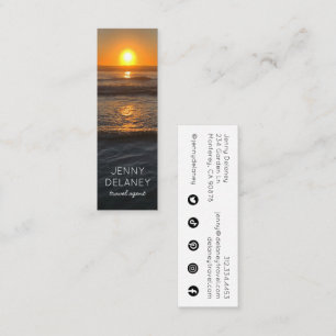 Ocean Beach Waves Sunset Nature Photo Travel Mini Business Card