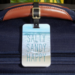 Ocean Beach Waves Travel Photo Salty Sandy Happy Luggage Tag
