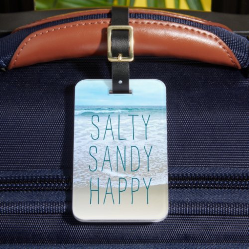 Ocean Beach Waves Travel Photo Salty Sandy Happy  Luggage Tag