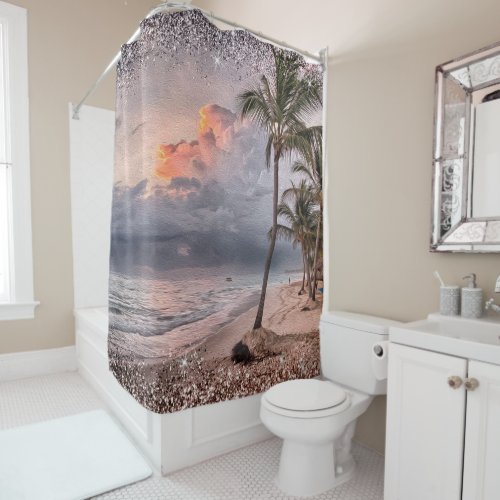 Ocean Beach Waves Tropical Island  Shower Curtain