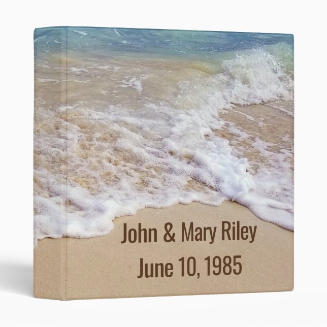 Ocean Beach Wedding Anniversary 3 Ring Binder (Front/Spine)