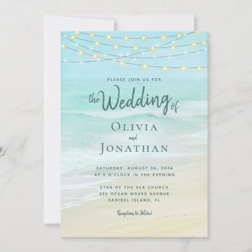 Ocean Beach Wedding QR Code All In One Invitation