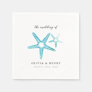 Ocean Beach Wedding Starfish Turquoise Napkins
