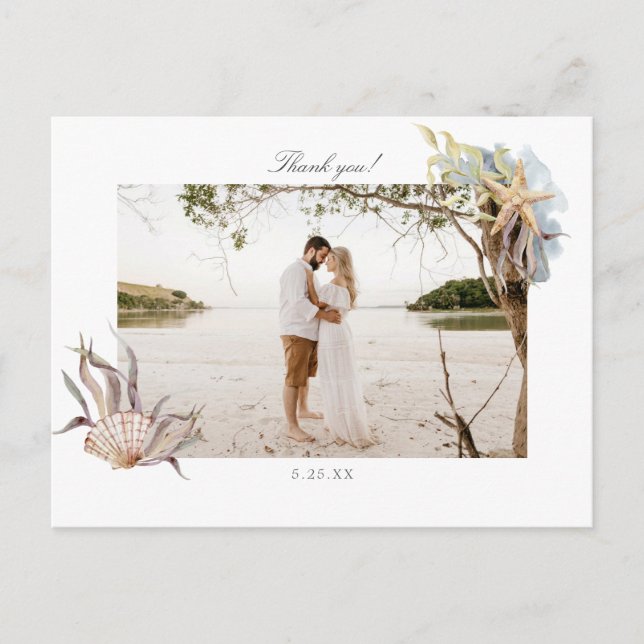 Ocean Beach Wedding Thank you Photo Card Postcard (Front)