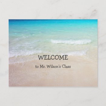 Ocean Beach Welcome Back To School Postcards by PartyPrep at Zazzle