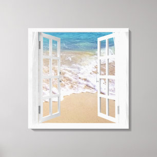 Ocean Beach Window Canvas Print