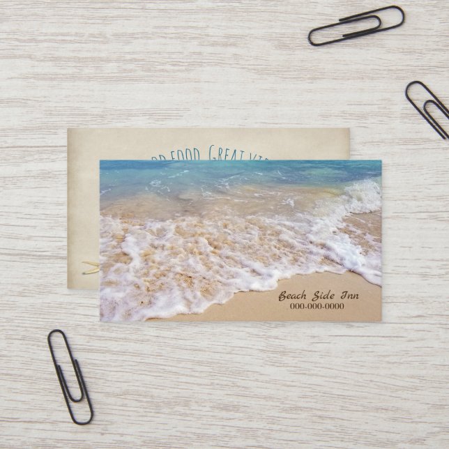 Ocean beach with frothy surf business card (Front/Back In Situ)