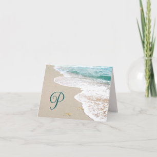 Ocean Beach With Monogram Letter P Note Card